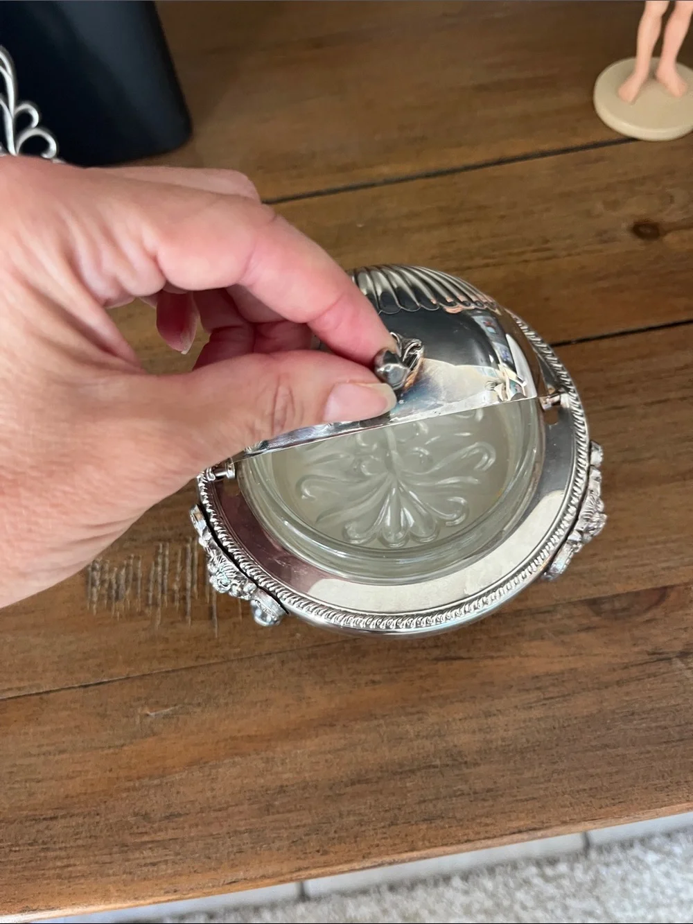 Silver-Finish Decorative Covered miniture Dish